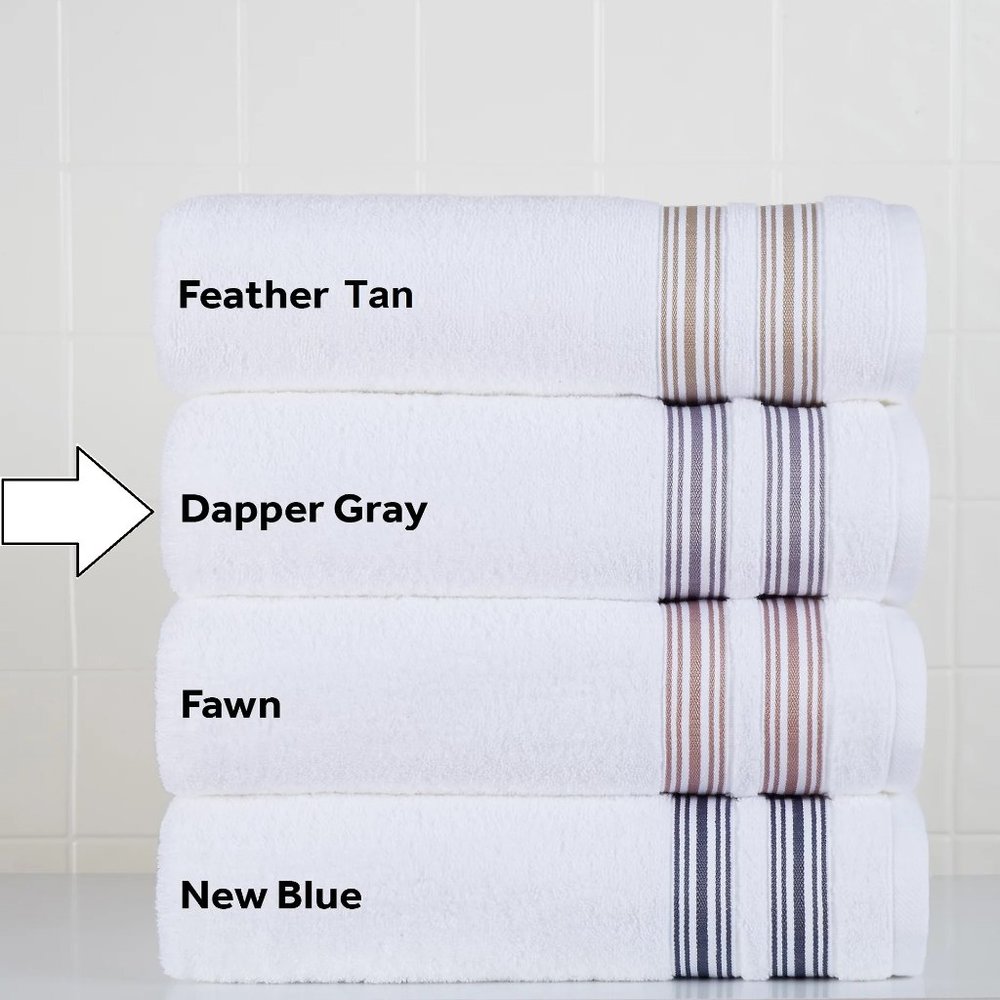 2 DAPPER GRAY STRIPE Nestwell 100% Hygro Cotton 34x68" BATH Sheets (new towels) - Picture 3 of 4